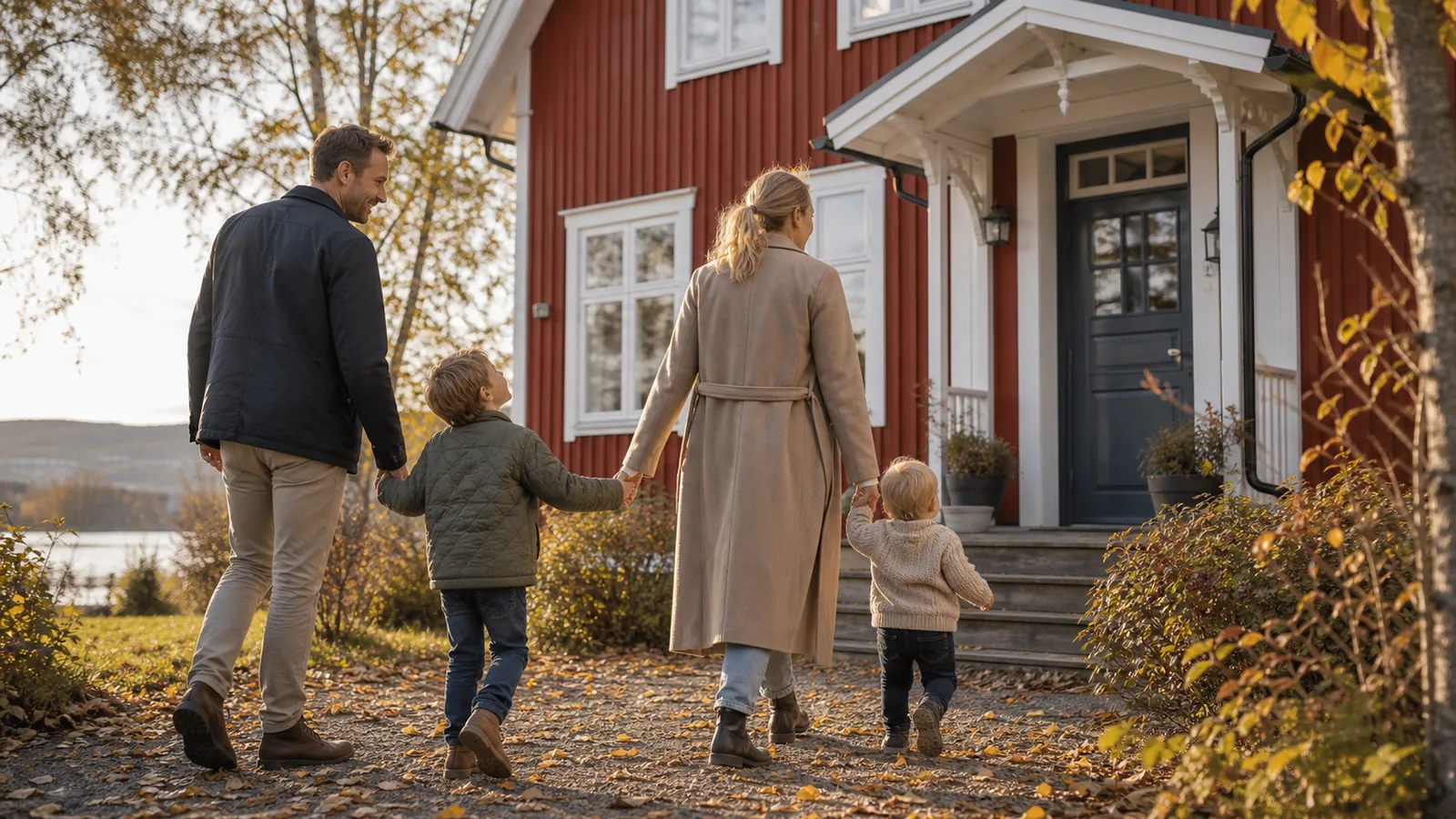 Familj framför nytt hus i Sundsvall